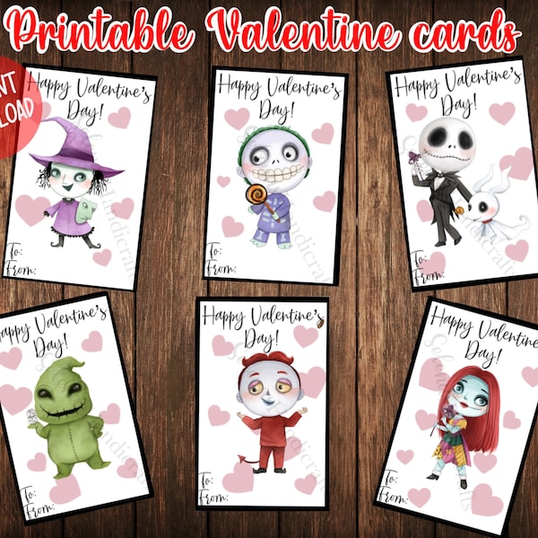 Printable Nightmare before christmas Valentine Cards, the nightmare before christmas valentinte cards, printable valentine cards, vday cards