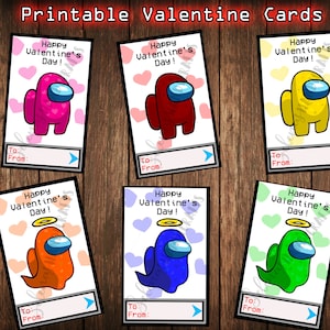 Printable Among us valentine Cards, Among us Valentines, valentines for kids, Valentines for boys, valentines cards for girls, among us png