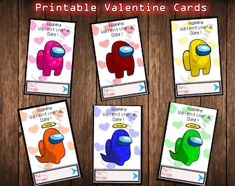 Printable Among us valentine Cards, Among us Valentines, valentines for kids, Valentines for boys, valentines cards for girls, among us png