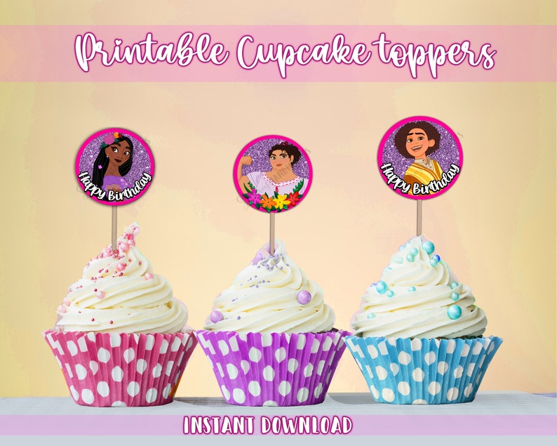 Printable Encanto Cupcake Toppers, Birthday Cupcake Toppers, Cupcake Toppers, Happy Birthday