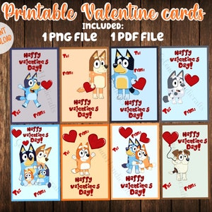 Blue Dog Bluey Valentines Cards, Printable Valentine Cards, Bluey Png ...