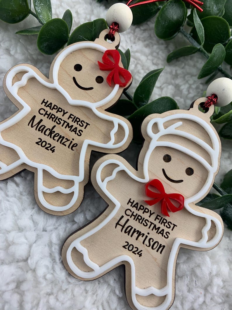Personalized Gingerbread Boy and Girl Ornament, Name Ornament