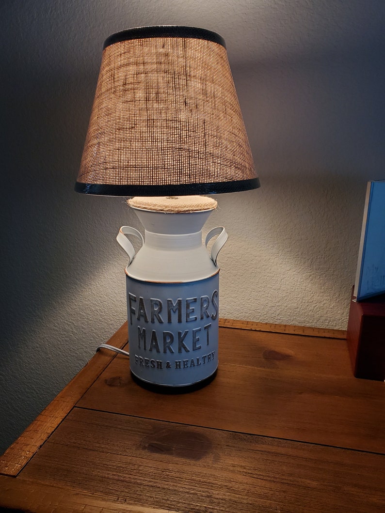 White Milk Jug Farmhouse Lamp Etsy