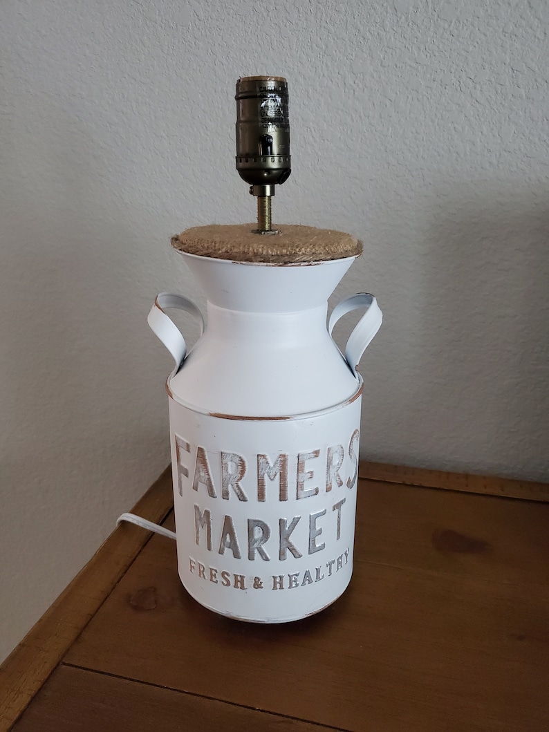 White Milk Jug Farmhouse Lamp Etsy