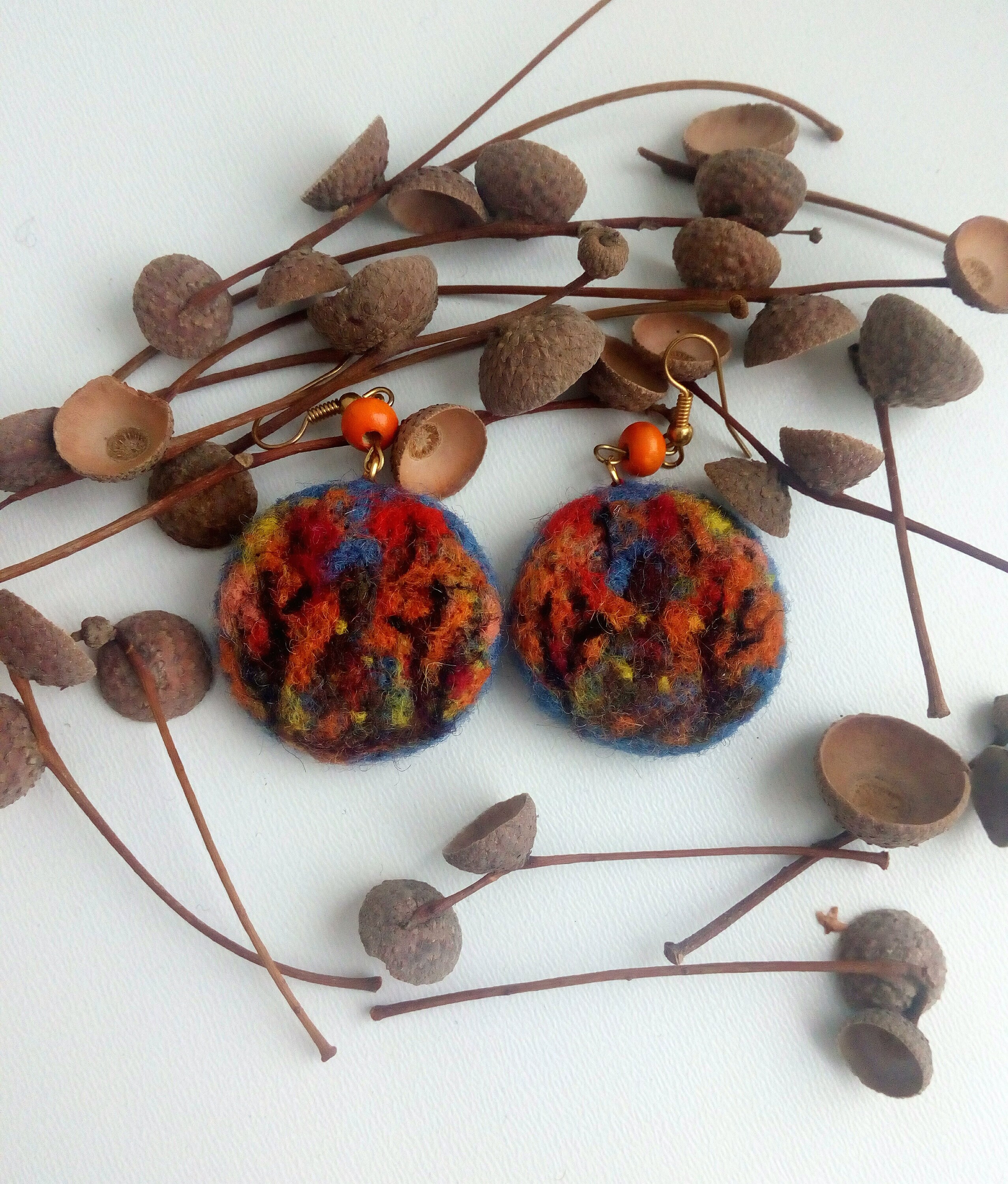 Needle felted earrings/ Wool landscape/ Felted jewelry/ Felt Etsy