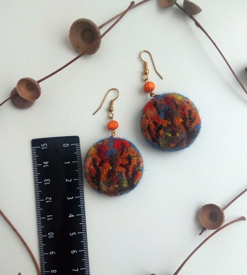 Needle felted earrings/ Wool landscape/ Felted jewelry/ Felt Etsy