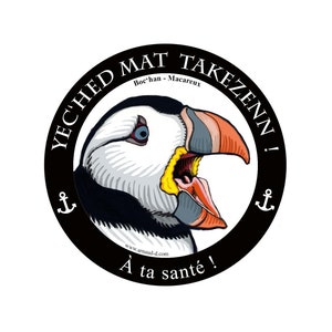 Sticker Autocollant Macareux Expression Bretonne Insulte marine langage vernaculaire Fratercula arctica