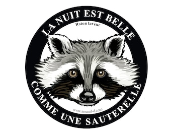 Sticker Sticker Raccoon the night is beautiful