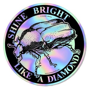 Sticker holographique Cétoine doré, milles reflets dans le ciel de vos vies