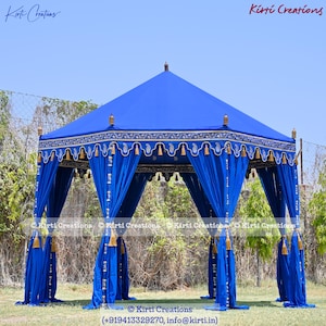 Royal Blue Pavilion Tent | Luxury Indian Wedding Raj Glamping Arabian Moroccan Garden Canopy
