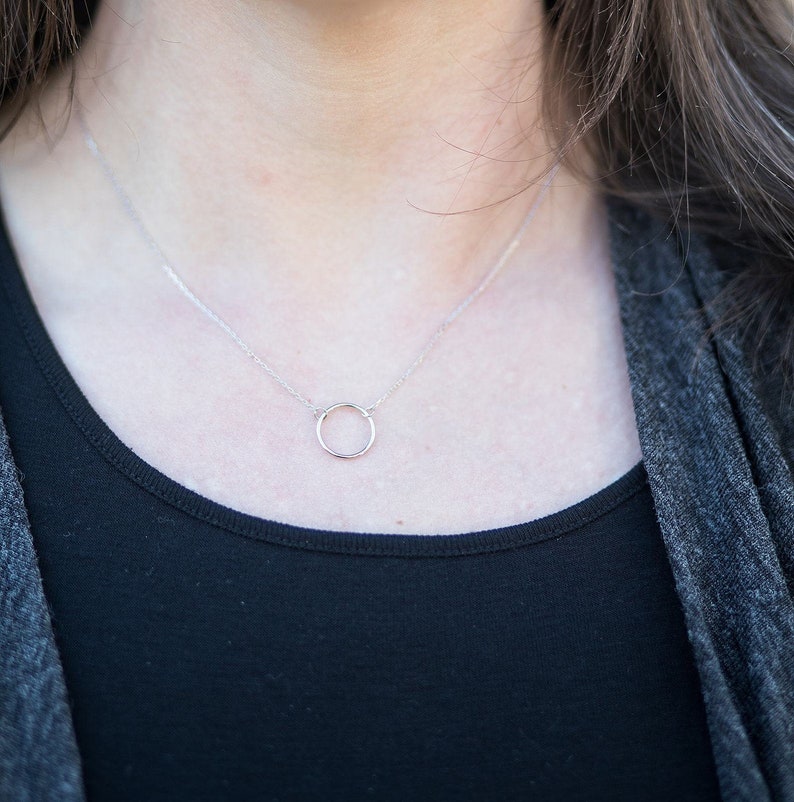 Dainty Necklace Bridesmaid Gift Minimalist Necklace Gift for her Gift for Mom Minimalist Circle Necklace Choker Necklace