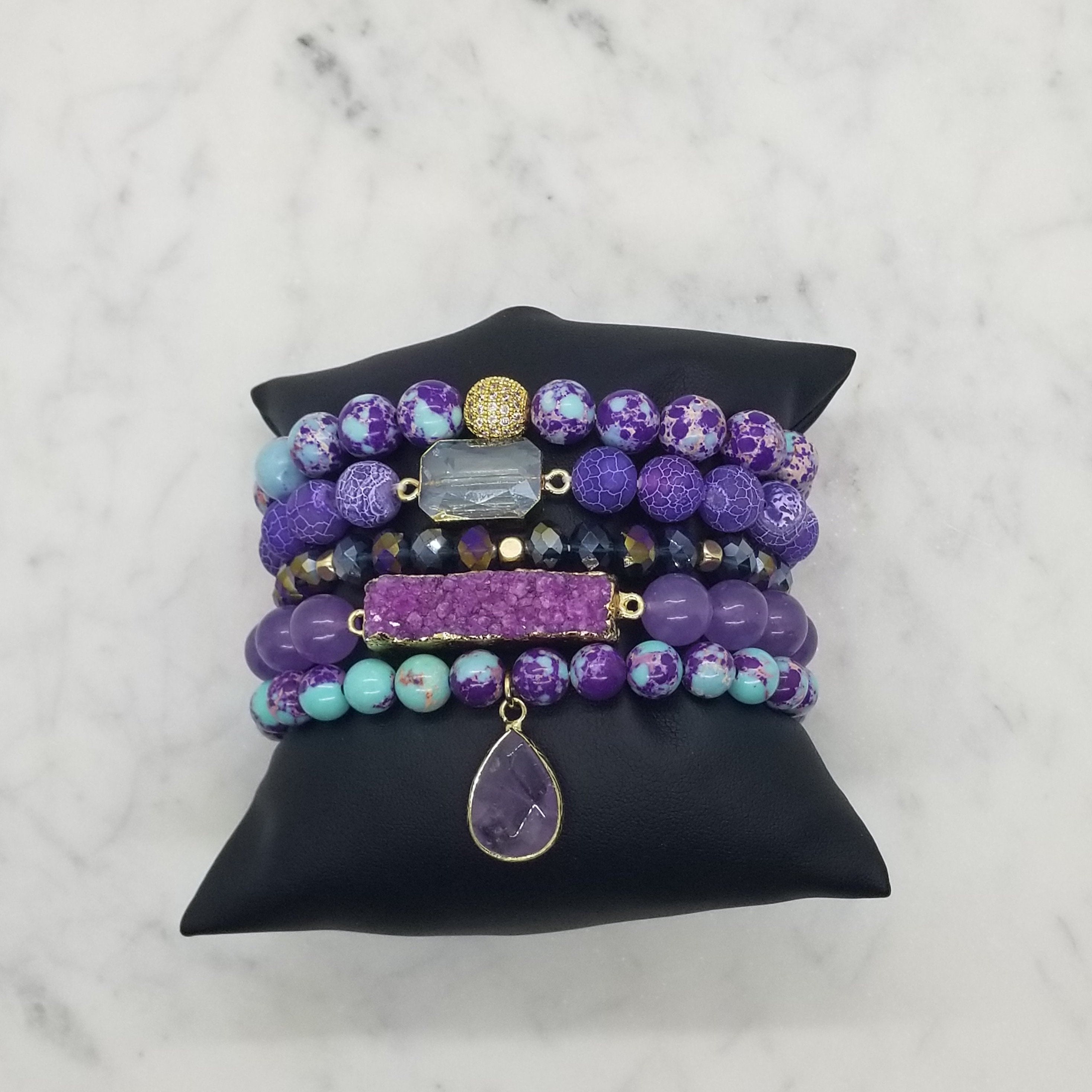 Bracelet Stack for Women Amethyst Bracelet Set Purple | Etsy