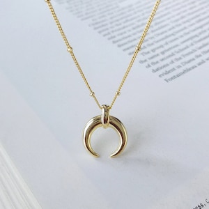 Crescent Moon Necklace Pendant - Sterling Silver Gold Plated Meaningful Jewellery