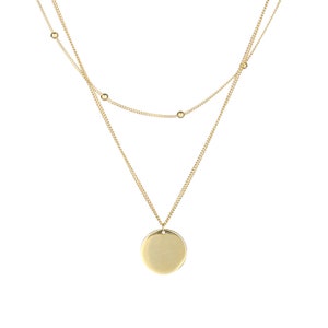 Layered Gold Coin Necklace Pendant - Sterling Silver Gold Plated Meaningful Jewellery