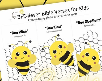 Bee Bible Verse Cards for Kids: Christian Education (PDF Pattern)