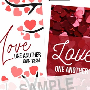 LOVE One Another 2 Bookmarks Valentine's Day Gift, Women's Ministry Favors John 13:34 Printable Bible Bookmarks Ladies Tea LOVE Gift image 4