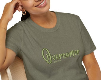 Overcomer T Shirt Christian Gifts Faith Testimony Shirt Inspirational Apparel Jesus Overcomes the World Gifts for Her Gifts for Him T-Shirt