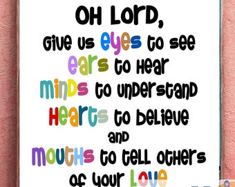 Prayer for Children Printable Poster: Sunday School Classroom Decor (Digital Download)
