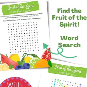 Fruit of the Spirit Word Search Puzzle: Sunday School Activity (PDF)