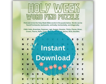 Easter Word Find Puzzle | 
Holy Week Word Search Bible Game | Journey to the Cross | Jesus Crucifixion & Resurrection | Easter Sunday School