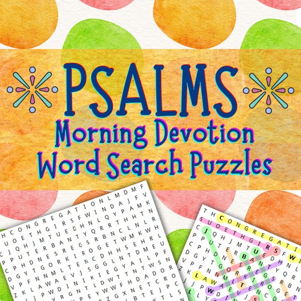 10 Psalms Word Search Puzzle Activity Devotional | Word Find Puzzles | Psalms Activities King James Bible | KJV | Evening Scripture Devotion