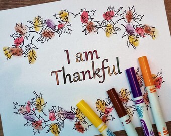 Thanksgiving Fingerprint Fall Art Activity "I Am Thankful" Thank God for His Blessings, Preschool Autumn Craft, Thanksgiving Classroom Craft