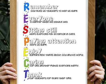 Classroom Respect Poster: Christian School Decor (Digital Download)