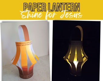 Shine Jesus' Light, John 8:12 | Paper Lantern Craft | Sermon on the Mount Matthew 5 | VBS Craft Activity Christian Sunday School Bible Clubs