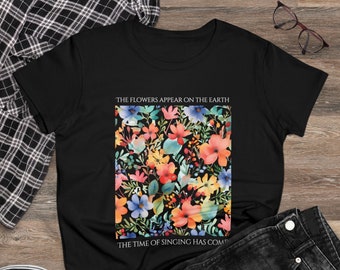 Christian T Shirt Black Floral Time for Singing Faith Shirt Boho Testimony Tee Apparel Gifts Women Jesus T-shirt Gifts for Her Flower Garden