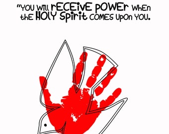 PENTECOST Craft | Kids Handprint, Finger Paint, Coloring Activity | "You will receive HOLY SPIRIT power" Acts 1:8 Children's Bible Lesson