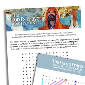 The Lord's Prayer Word Find Puzzle OUR FATHER Bible Word Search Christian Games Sunday School Game Jesus Prayer Bible Puzzle Game image 1