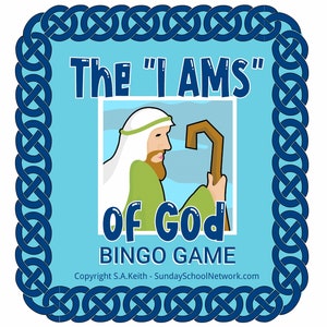 Bibel Bingo Spiel | ICH BIN Gottes | Christliche Spiele | Namen Gottes | Bibel Club Aktivität | Sonntagsschulunterricht | Ich bin der gute Hirte
