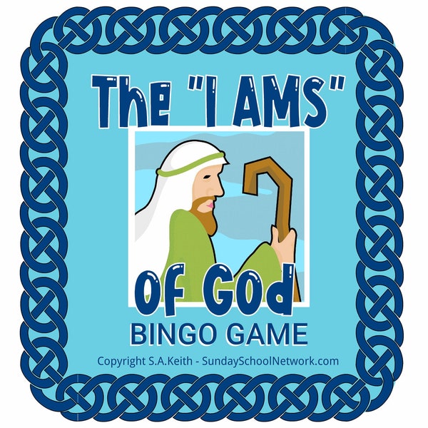 Bible Bingo Game | I AMs of God | Christian Games |  Names of God  | Bible Club Activity | Sunday School Lesson | I Am the Good Shepherd