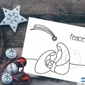Nativity Coloring Card: DIY Christmas Card for Kids (PDF)
