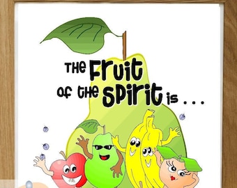 Fruit of the Spirit Bible Poster for Kids, Sunday School, Children's Church, Nursery Wall Decor, Bible Clubs, Christian Scripture Wall Art