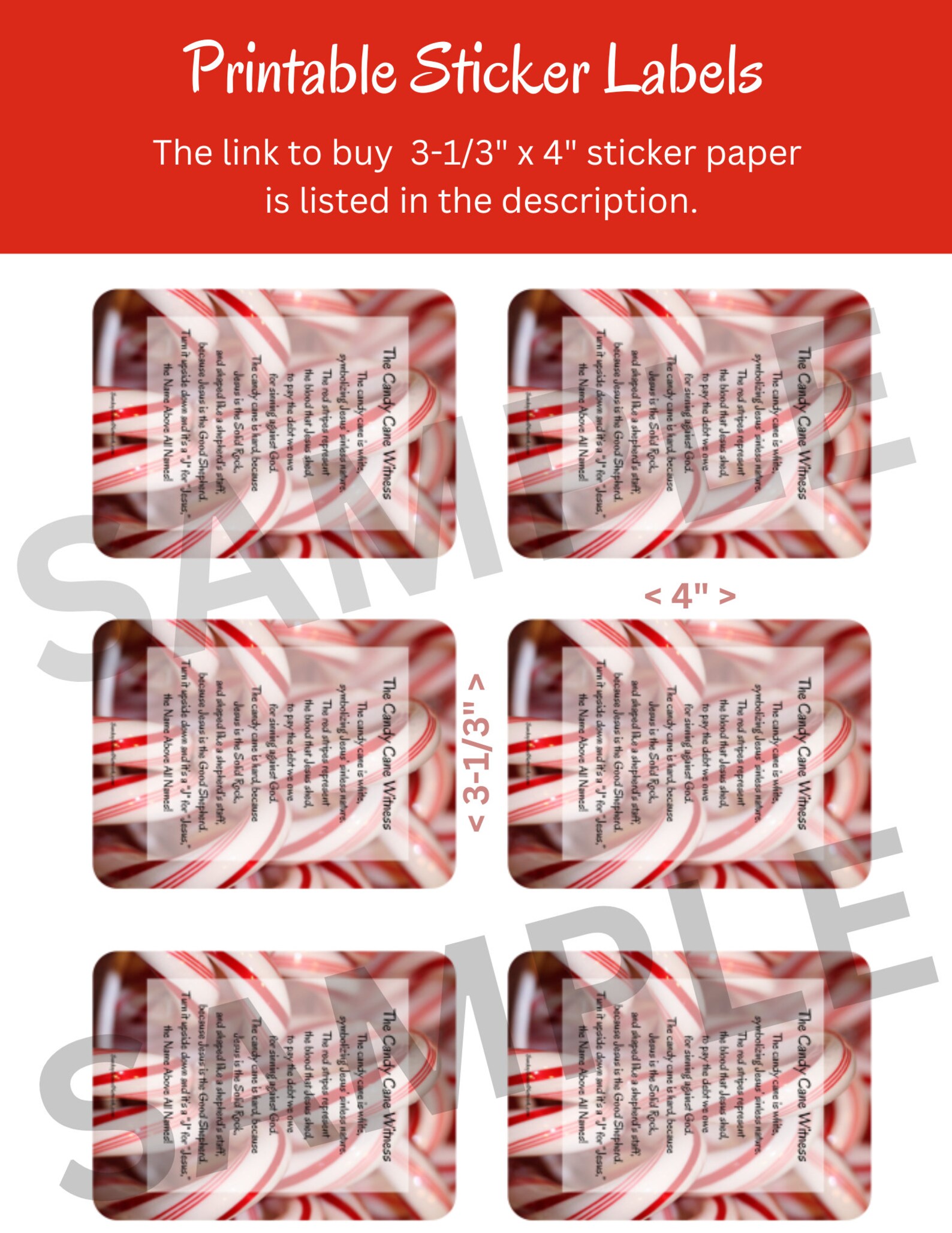 Candy Cane Message | Printable Candy Cane Witness Card &amp; Stickers ...