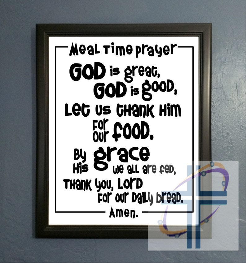 God is Great, God is Good, Daily Bread, Children's Mealtime Prayer, Kitchen Meal Sign, Kids Dinner Prayer, Bless Food, Color & Black, white image 4