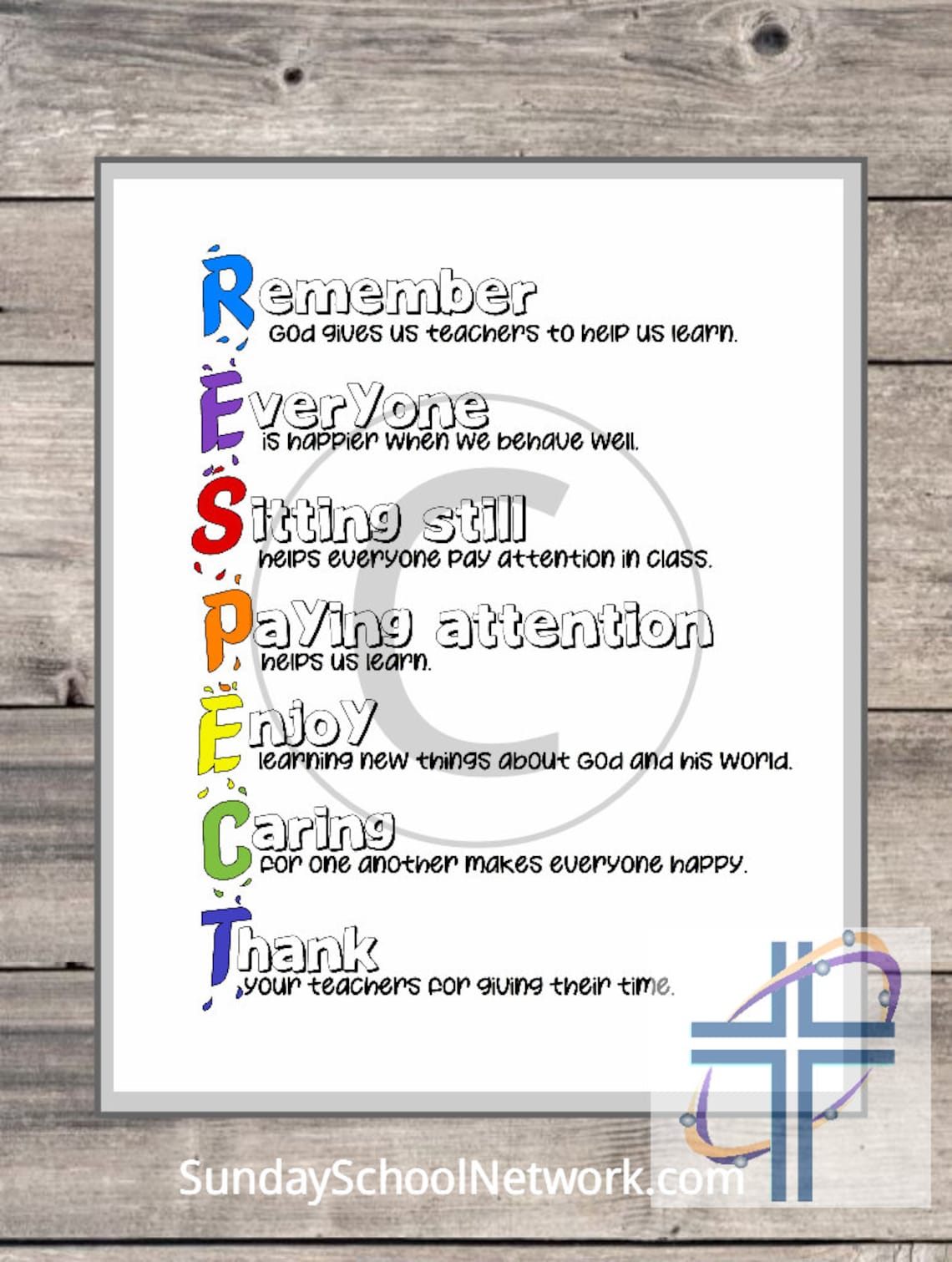 Teach RESPECT Christian wall art print