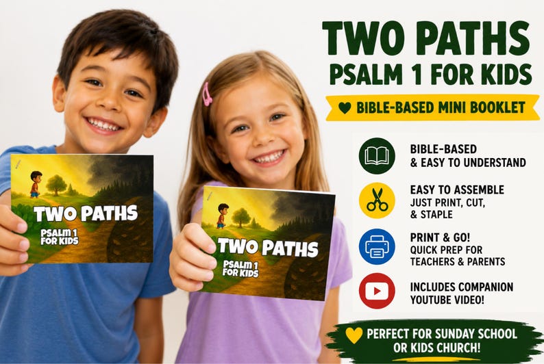 Psalm 1 Bible Lesson, Kids Printable Booklet, Companion Video, Sunday School Activity PDF, Children's Church image 2