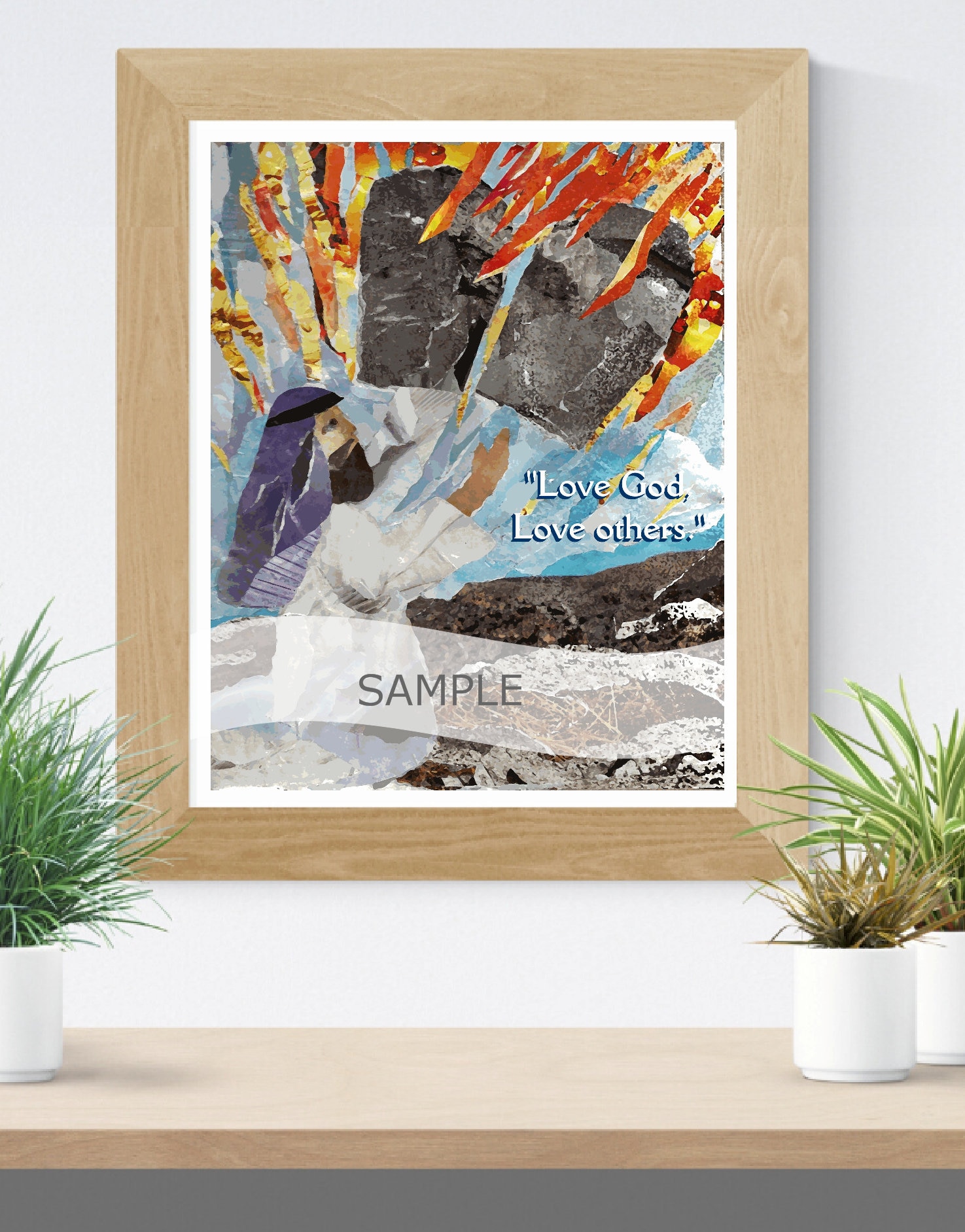 Ten Commandments Art Print: Moses, Torn Paper Collage (digital Download ...