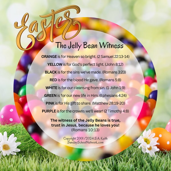 Jellybean Witness  Easter Stickers | Printable Religious Stickers | Gospel Message | Easter Egg Hunts