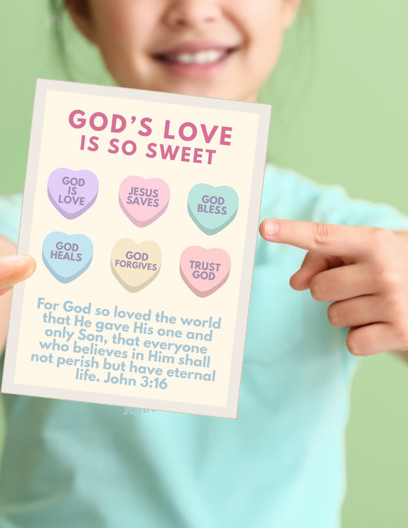 Christian Valentine Cards for Kids | Sunday School Printable (digital ...