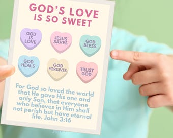 Christian Valentine Cards for Kids | Sunday School Printable (Digital Download)