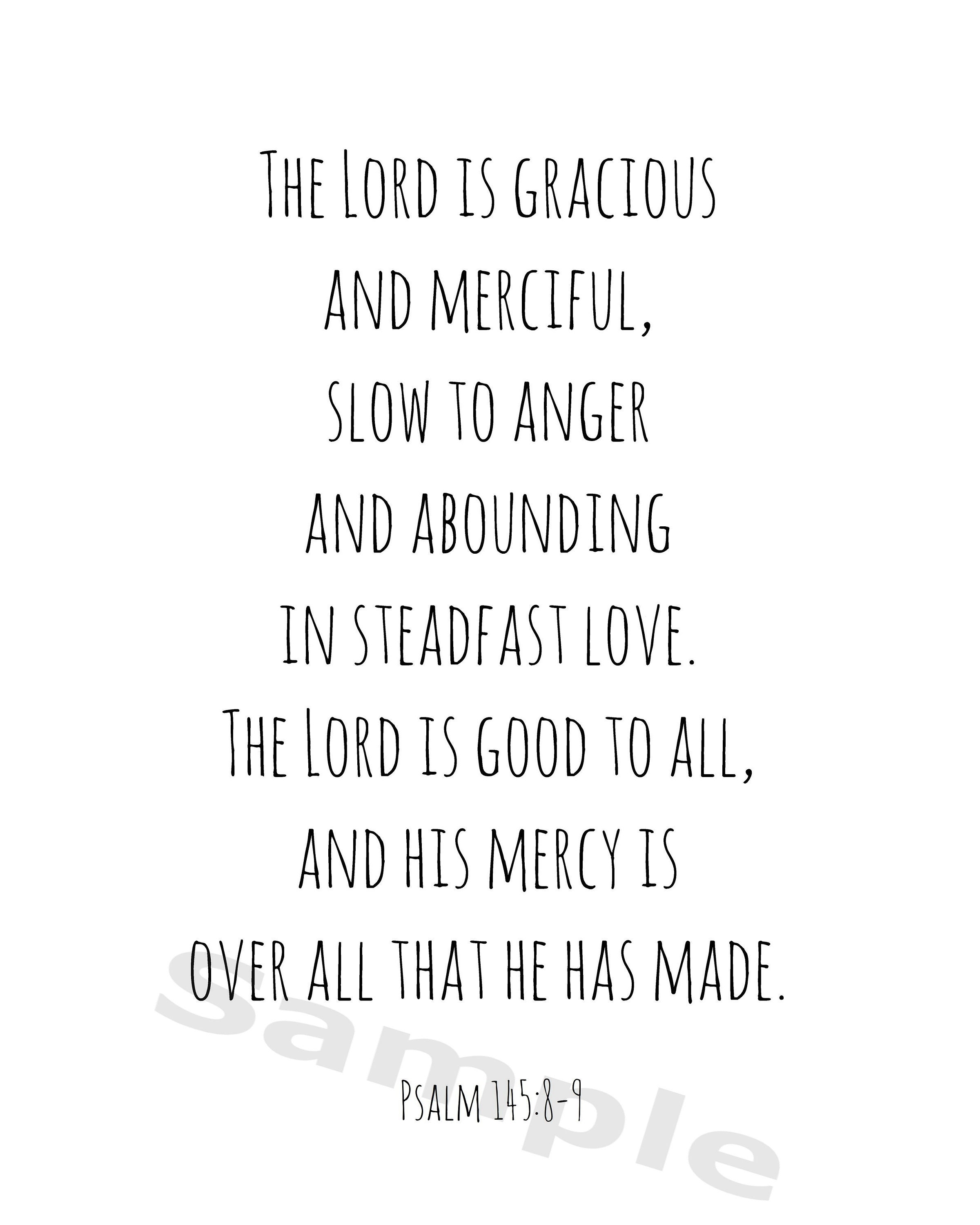 Bible Verse Printable Psalm 145:8-9 Scripture Wall Art - Etsy
