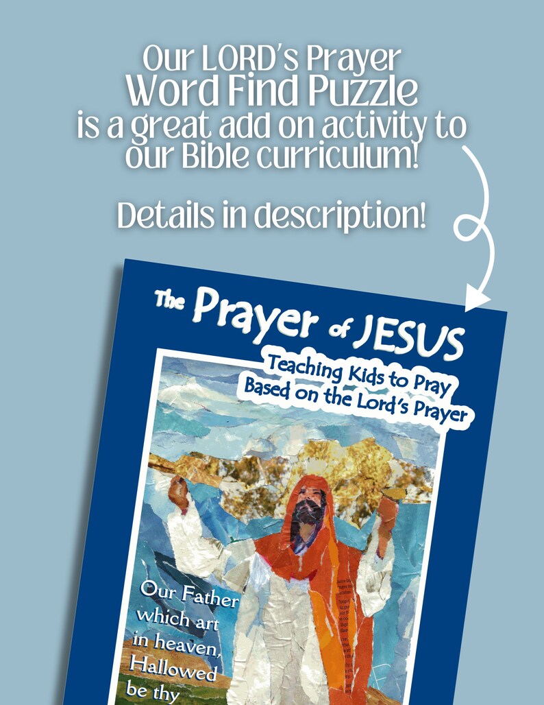 The Lord's Prayer Word Find Puzzle OUR FATHER Bible Word Search Christian Games Sunday School Game Jesus Prayer Bible Puzzle Game image 3