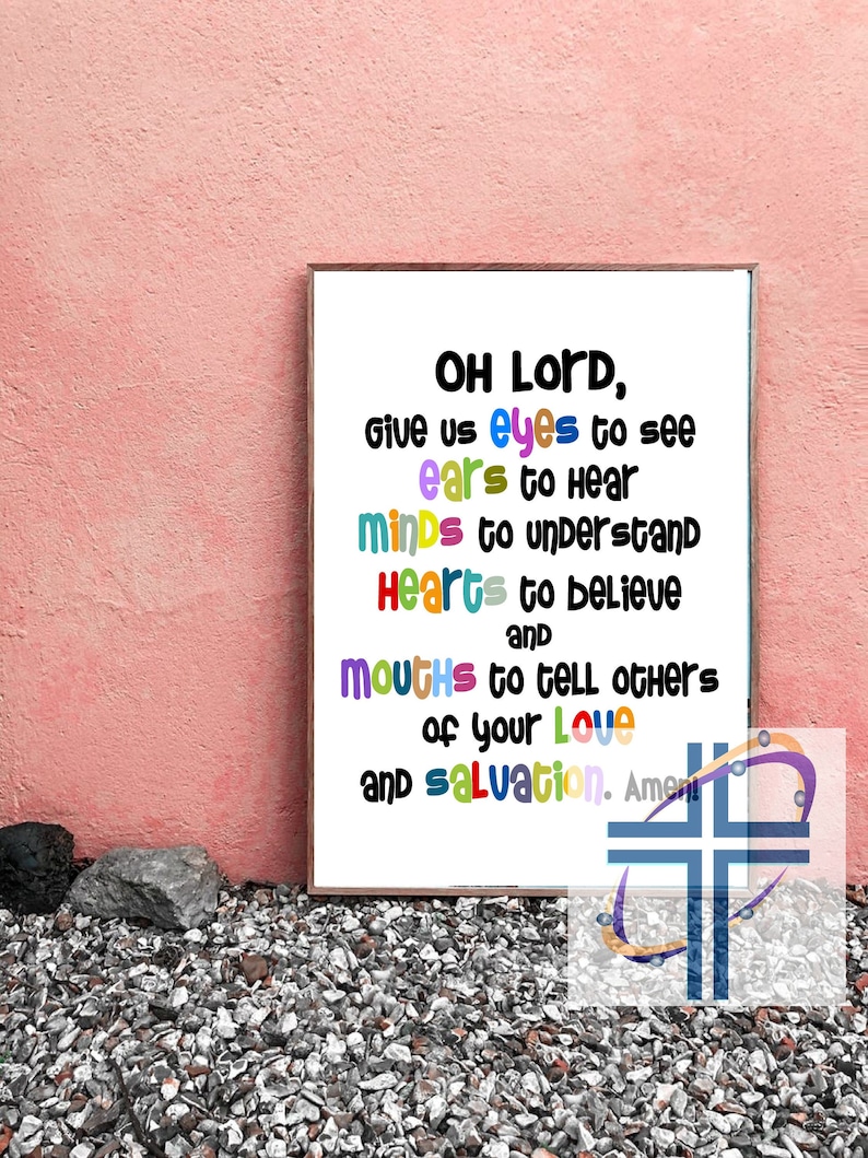 Prayer for Children Printable Poster Sunday School Wall Art image 0