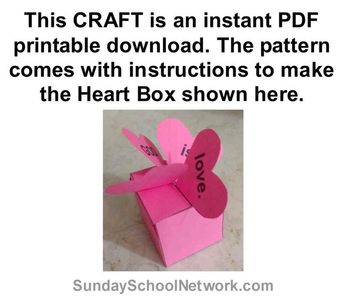 God is Love Heart Box Craft: Christian Printable (PDF Pattern) - Etsy