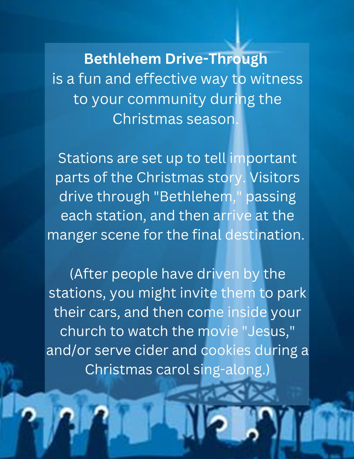 Bethlehem Drivethrough Christmas Drama Advent Witnessing Event A