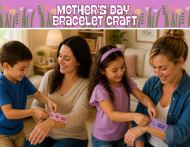 Mother's Day Craft Love Mom Bracelet Kids Make 