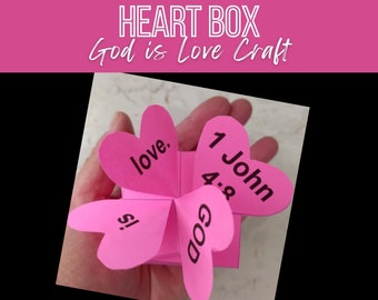 God is Love Heart Box Craft: Christian Printable (PDF Pattern)